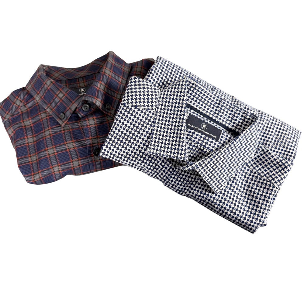 Hart Schaffner Marx Mens Large Cotton Button Down Shirt LOT of 2